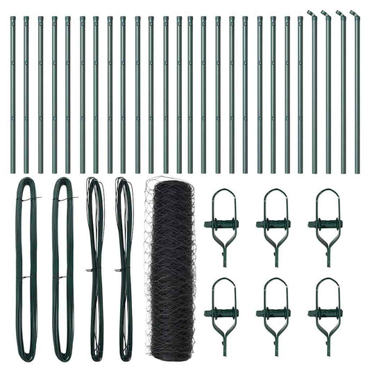 Zaun mit Pfosten Grau 0,5 x 50 m PVC-beschichteter Stahl