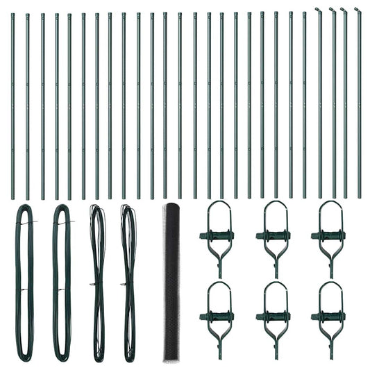 Zaun mit Pfosten Grau 1,5 x 50 m PVC-beschichteter Stahl