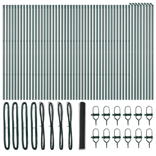 Zaun mit Pfosten Grau 1 x 100 m PVC-beschichteter Stahl