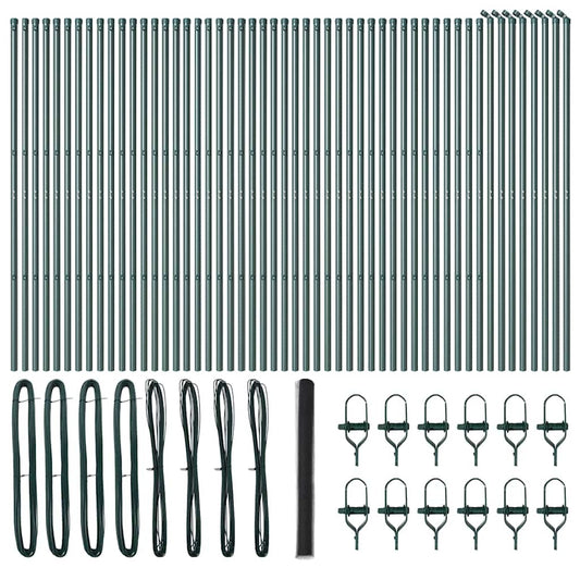 Zaun mit Pfosten Grau 1,5 x 100 m PVC-beschichteter Stahl