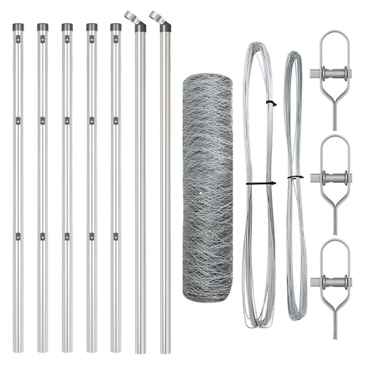 Zaun mit Pfosten Silber 0,8 x 10 m PVC-beschichteter Stahl