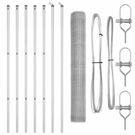 Zaun mit Pfosten Silber 1 x 10 m PVC-beschichteter Stahl