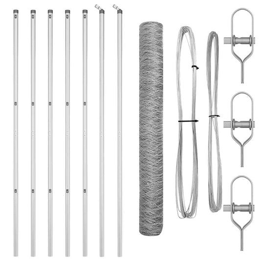 Zaun mit Pfosten Silber 1 x 10 m PVC-beschichteter Stahl