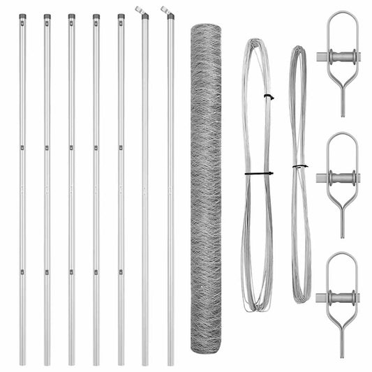 Zaun mit Pfosten Silber 1,5 x 10 m PVC-beschichteter Stahl