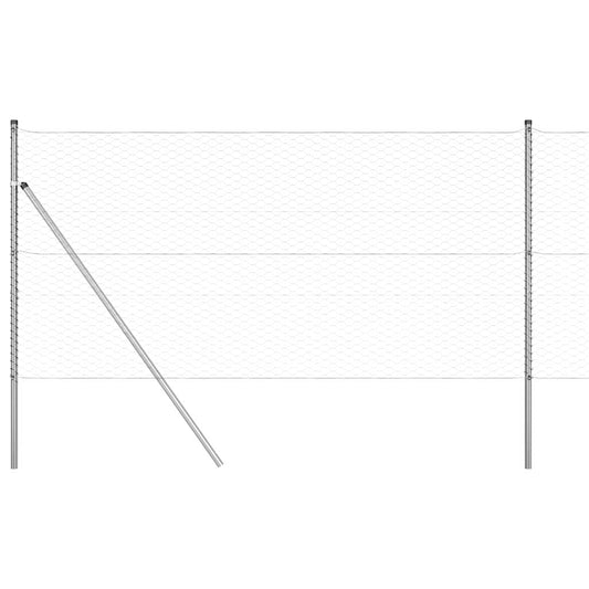 Zaun mit Pfosten Silber 1,2 x 25 m PVC-beschichteter Stahl