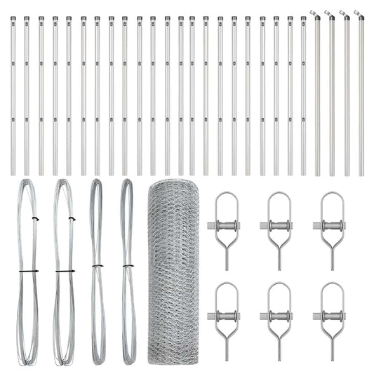 Zaun mit Pfosten Silber 0,5 x 50 m PVC-beschichteter Stahl