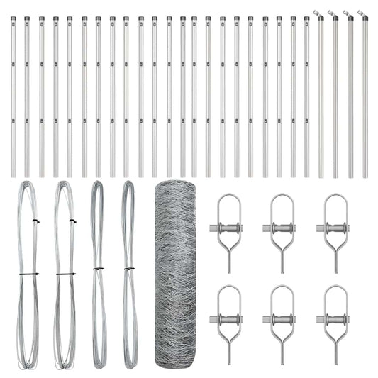 Zaun mit Pfosten Silber 0,5 x 50 m PVC-beschichteter Stahl