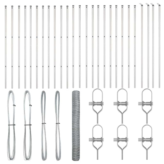 Zaun mit Pfosten Silber 1 x 50 m PVC-beschichteter Stahl