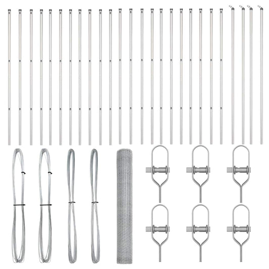 Zaun mit Pfosten Silber 1,4 x 50 m PVC-beschichteter Stahl