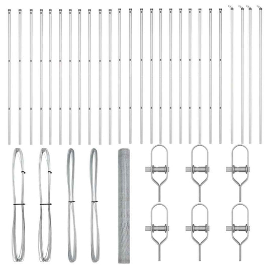 Zaun mit Pfosten Silber 1,5 x 50 m PVC-beschichteter Stahl