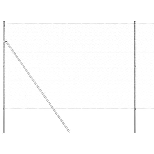 Zaun mit Pfosten Silber 1,5 x 50 m PVC-beschichteter Stahl