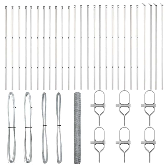 Zaun mit Pfosten Silber 1,6 x 50 m PVC-beschichteter Stahl