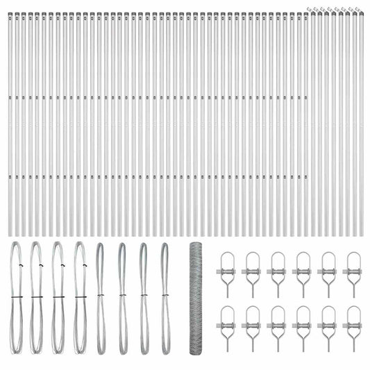 Zaun mit Pfosten Silber 1 x 100 m PVC-beschichteter Stahl