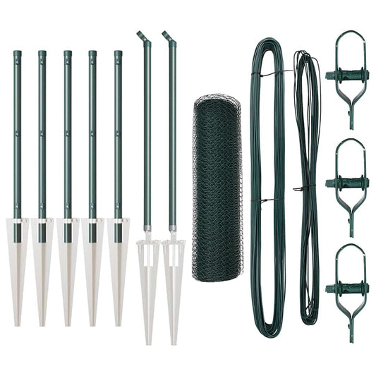 Zaun mit Pfosten Grün 0,4 x 10 m PVC-beschichteter Stahl