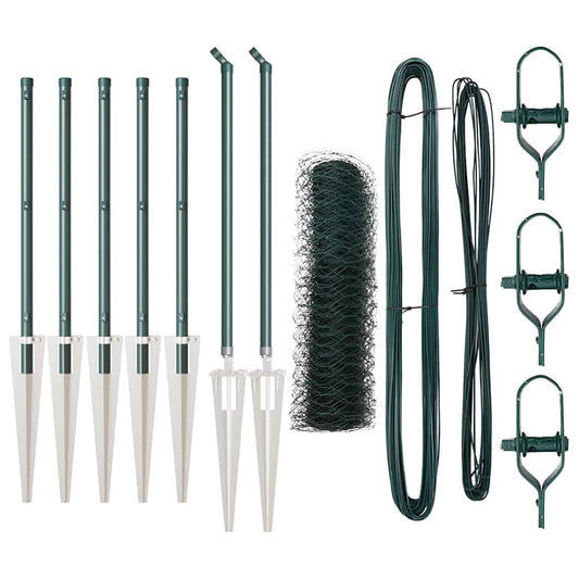 Zaun mit Pfosten Grün 0,8 x 10 m PVC-beschichteter Stahl