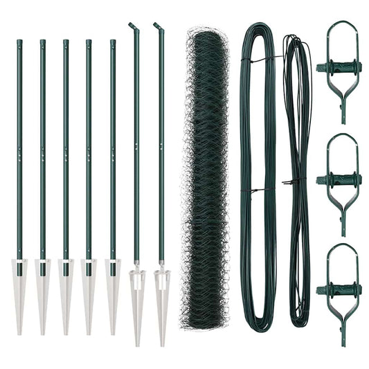 Zaun mit Pfosten Grün 1 x 10 m PVC-beschichteter Stahl