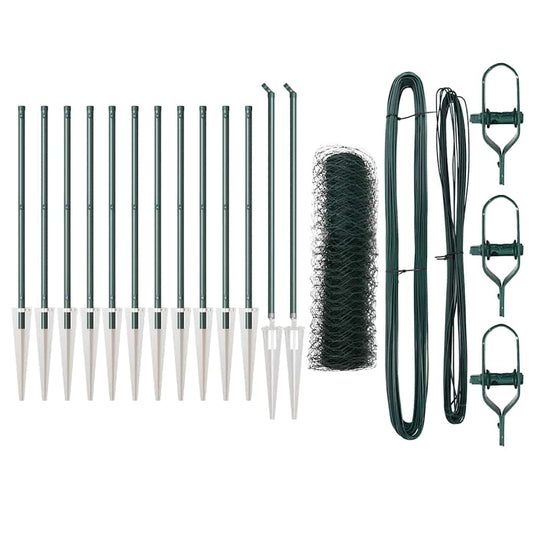 Zaun mit Pfosten Grün 0,4 x 25 m PVC-beschichteter Stahl