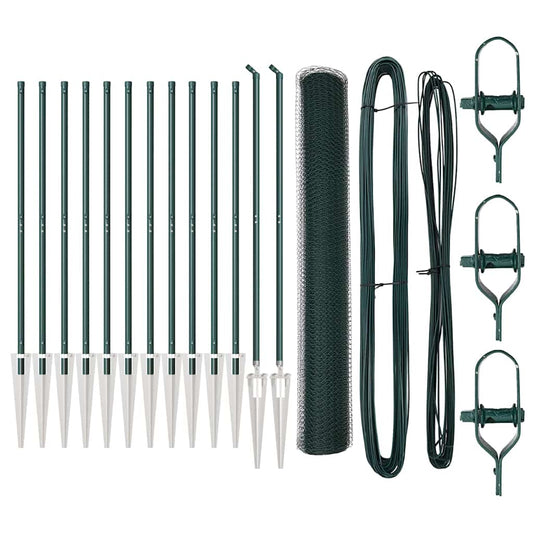 Zaun mit Pfosten Grün 1 x 25 m PVC-beschichteter Stahl