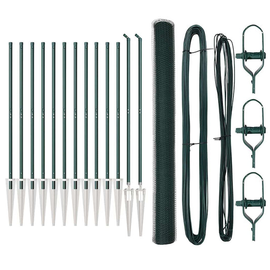 Zaun mit Pfosten Grün 1.6 x 25 m PVC-beschichteter Stahl