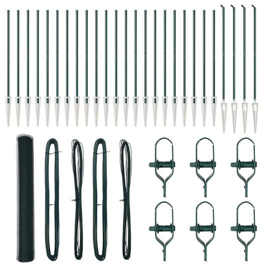 Zaun mit Pfosten Grün 1,2 x 50 m PVC-beschichteter Stahl