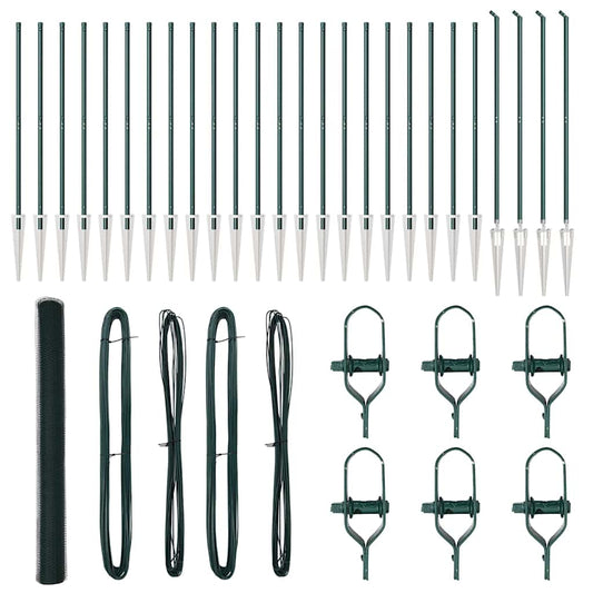 Zaun mit Pfosten Grün 1,5 x 50 m PVC-beschichteter Stahl