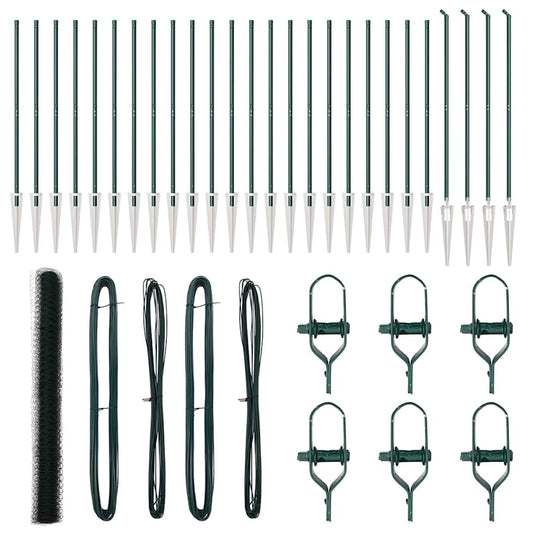 Zaun mit Pfosten Grün 1,6 x 50 m PVC-beschichteter Stahl