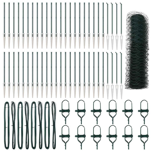 Zaun mit Pfosten Grün 1 x 100 m PVC-beschichteter Stahl