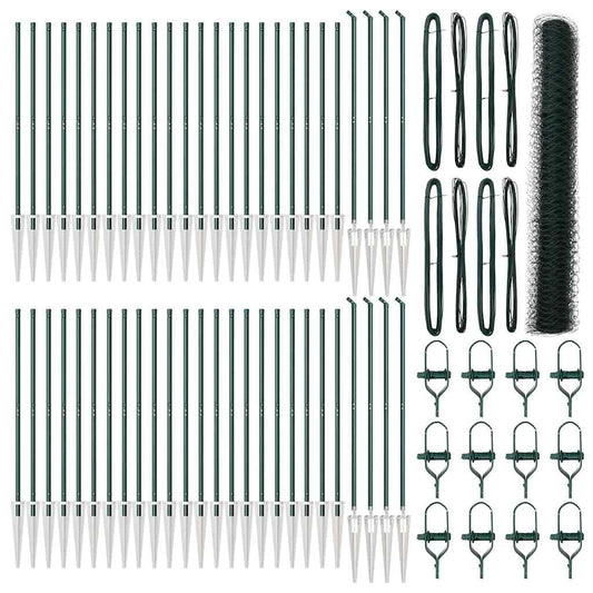 Zaun mit Pfosten Grün 1,4 x 100 m PVC-beschichteter Stahl