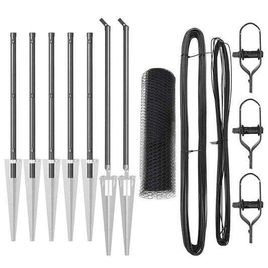 Zaun mit Pfosten Grau 1 x 10 m PVC-beschichteter Stahl