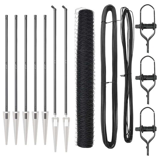 Zaun mit Pfosten Grau 1,2 x 10 m PVC-beschichteter Stahl