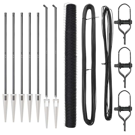 Zaun mit Pfosten Grau 1,5 x 10 m PVC-beschichteter Stahl