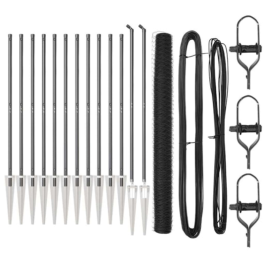 Zaun mit Pfosten Grau 1.6 x 25 m PVC-beschichteter Stahl