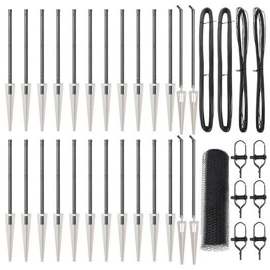 Zaun mit Pfosten Grau 0.4 x 50 m PVC-beschichteter Stahl