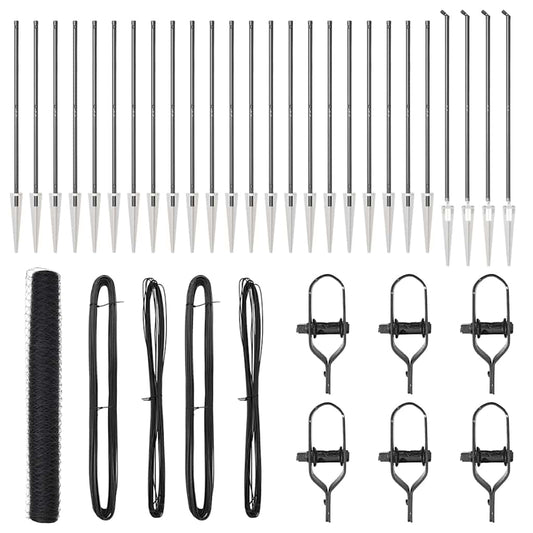 Zaun mit Pfosten Grau 1,2 x 50 m PVC-beschichteter Stahl