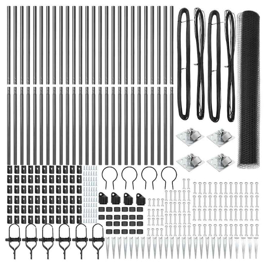Zaun mit Pfosten Grau 1,4 x 50 m PVC-beschichteter Stahl