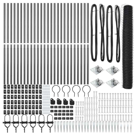Zaun mit Pfosten Grau 1,4 x 50 m PVC-beschichteter Stahl