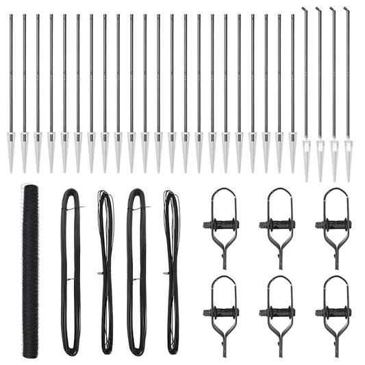 Zaun mit Pfosten Grau 1,5 x 50 m PVC-beschichteter Stahl