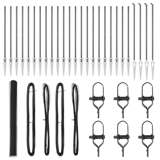 Zaun mit Pfosten Grau 1,6 x 50 m PVC-beschichteter Stahl