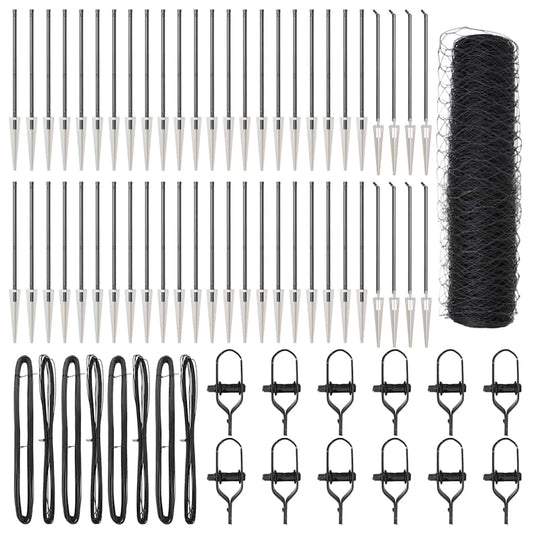 Zaun mit Pfosten Grau 0,8 x 100 m PVC-beschichteter Stahl