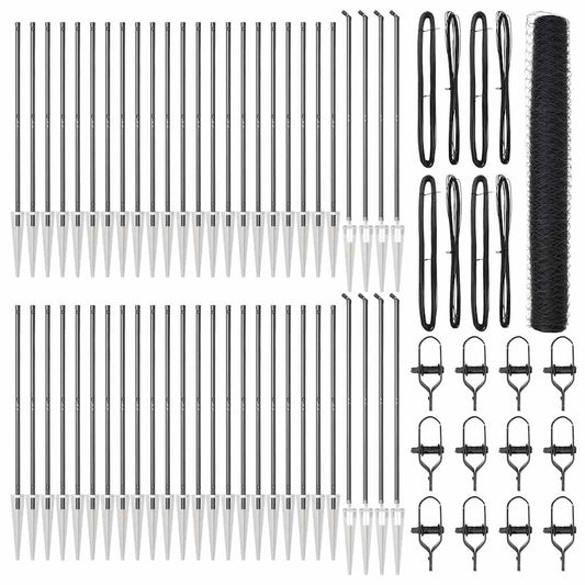 Zaun mit Pfosten Grau 1,4 x 100 m PVC-beschichteter Stahl