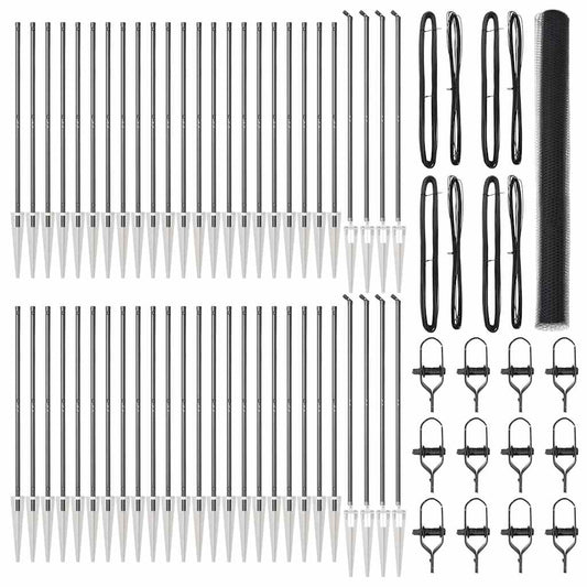 Zaun mit Pfosten Grau 1,5 x 100 m PVC-beschichteter Stahl