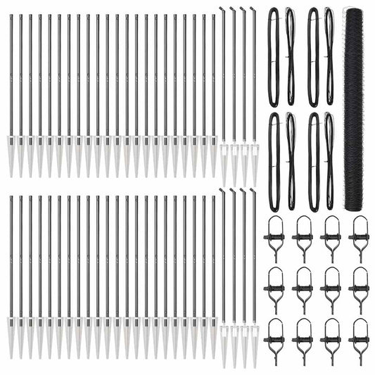 Zaun mit Pfosten Grau 1,5 x 100 m PVC-beschichteter Stahl