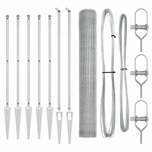 Zaun mit Pfosten Silber 1,2 x 10 m PVC-beschichteter Stahl