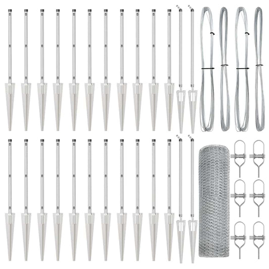 Zaun mit Pfosten Silber 0,5 x 50 m PVC-beschichteter Stahl