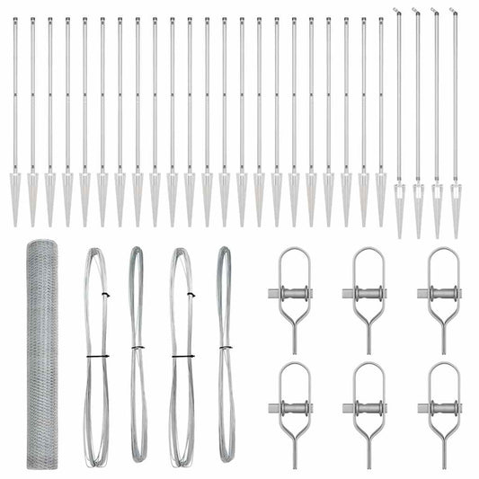 Zaun mit Pfosten Silber 1,4 x 50 m PVC-beschichteter Stahl