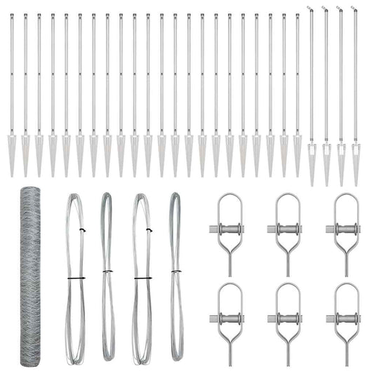 Zaun mit Pfosten Silber 1,4 x 50 m PVC-beschichteter Stahl