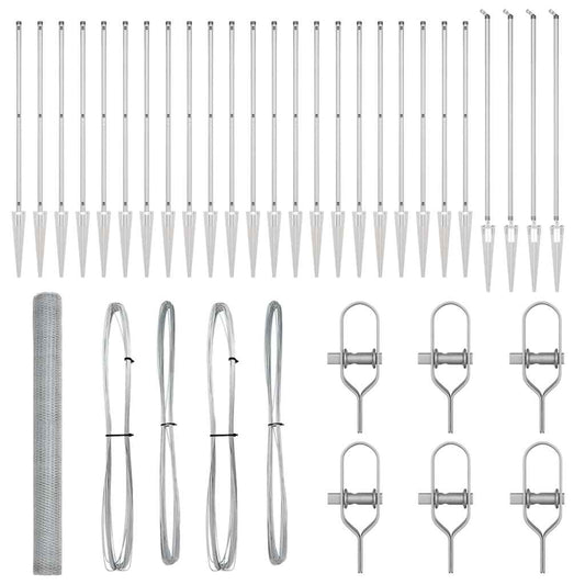 Zaun mit Pfosten Silber 1,6 x 50 m PVC-beschichteter Stahl