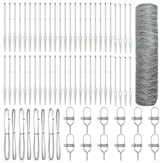 Zaun mit Pfosten Silber 0,4 x 100 m PVC-beschichteter Stahl