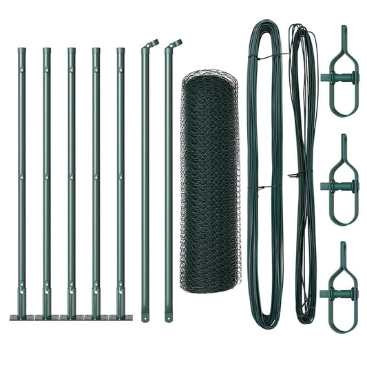 Zaun mit Pfosten Grün 0,6 x 10 m PVC-beschichteter Stahl