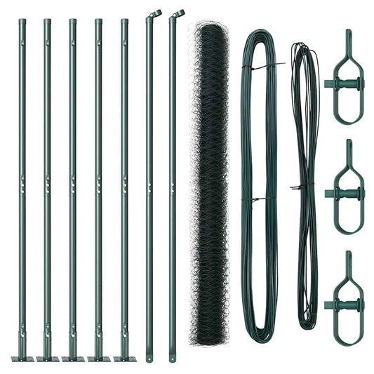 Zaun mit Pfosten Grün 1,6 x 10 m PVC-beschichteter Stahl